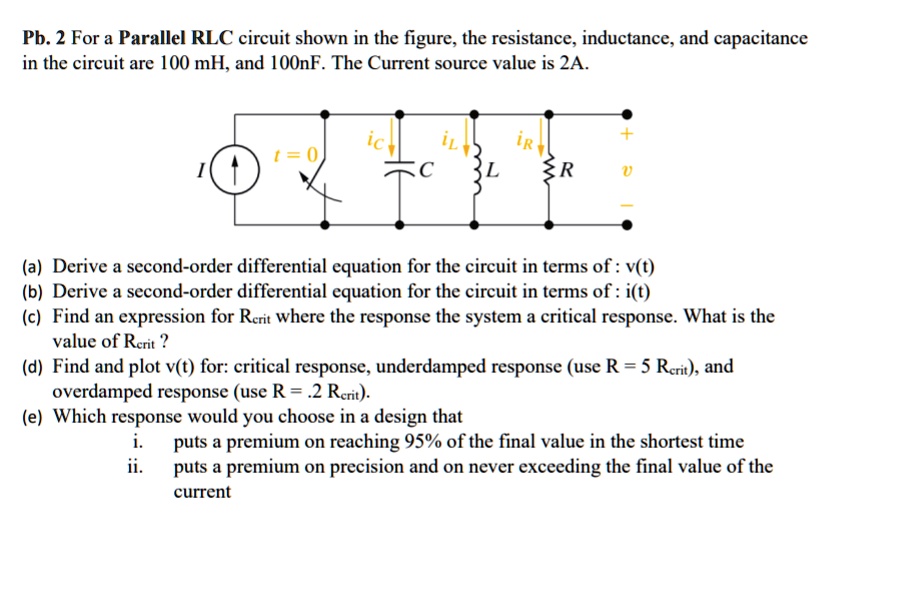 SOLVED: Pb. 2 For a Parallel RLC circuit shown in the figure; the ...