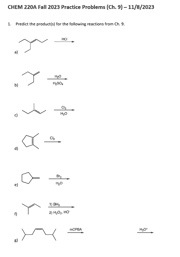 SOLVED: Please solve the following with steps CHEM 220A Fall 2023 ...
