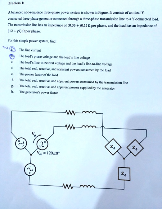 Solved A Balanced Abc Sequence Three Phase Power System Is Shown In Figure It Consists Of An 2100