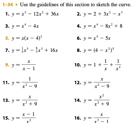 Solved 1 34 Usc Thc Guidelines Of This Section To Sketch The Curve J R 12x2 36x J 2 3r2 X 3 Y X 4x 4 Y X 8x 8