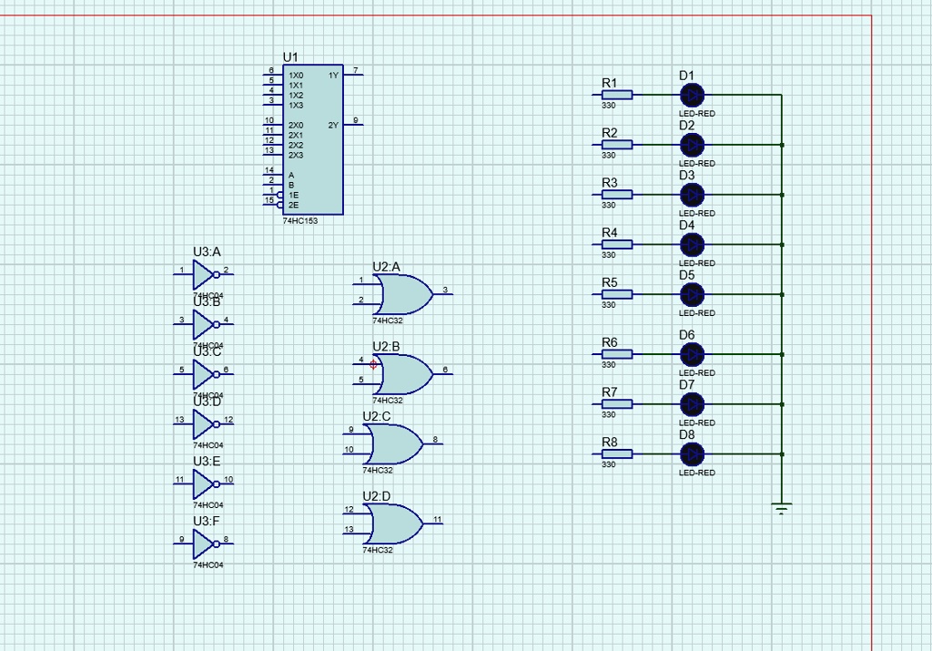 SOLVED: Design An 8x1 Multiplexer Circuit With 74HC153, 74HC32 And ...