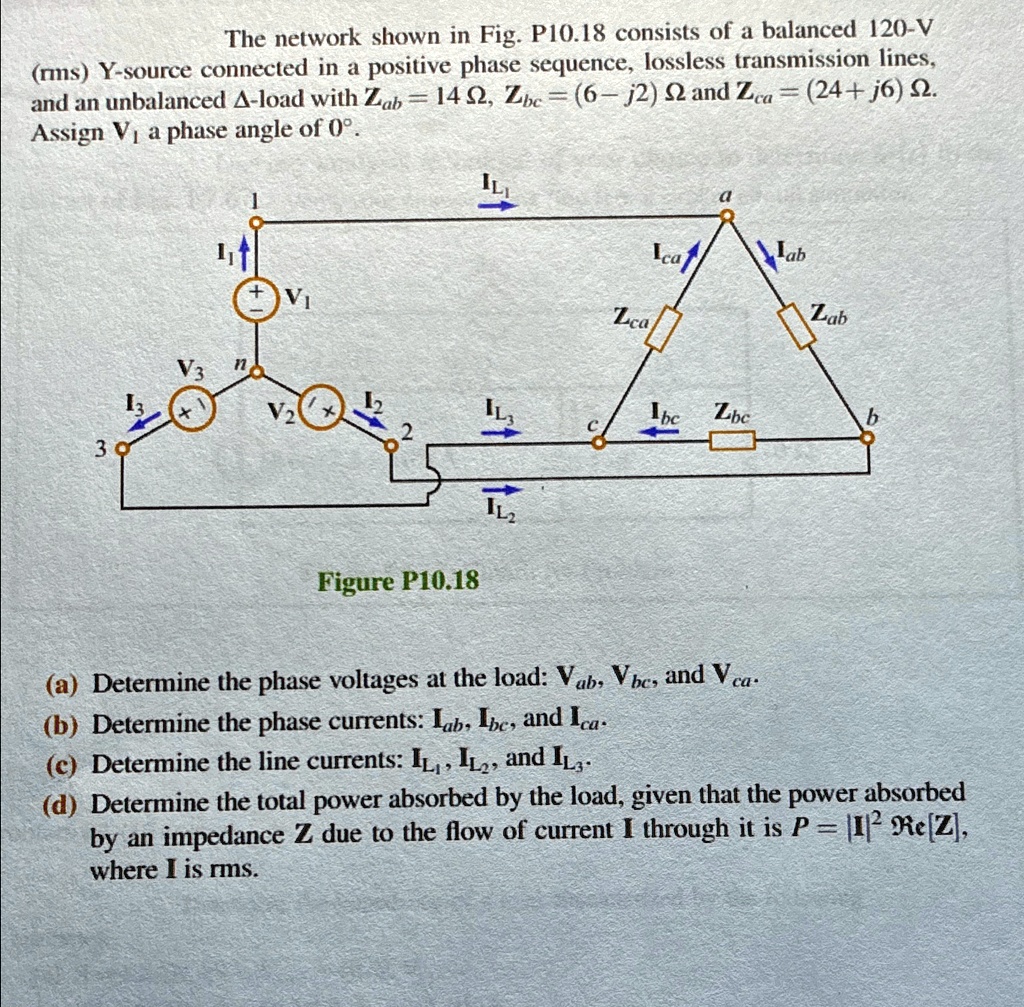 The network shown in Fig. P10.18 consists of a balanced 120-V (rms) Y ...