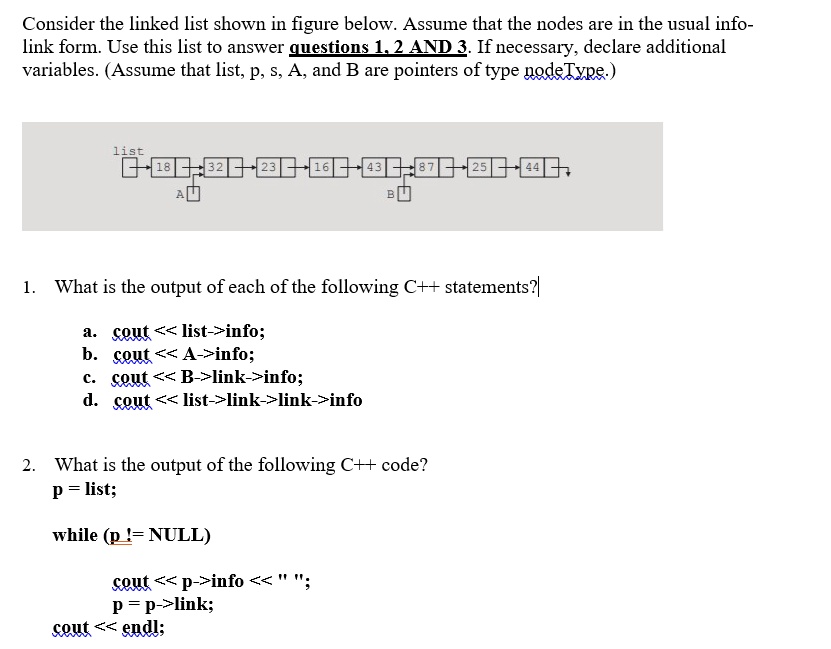 SOLVED: Consider the linked list shown in the figure below. Assume that ...