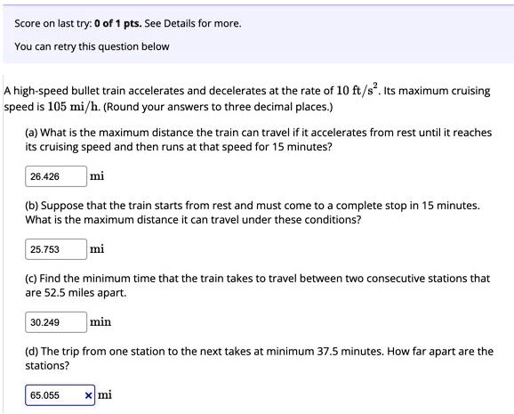 A High Speed Bullet Train Accelerates And Decelerates At The Rate Of 10 ...