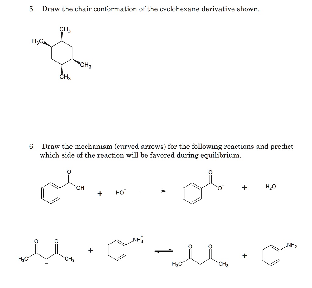 SOLVED:5. Draw the chair conformation of the cyclohexane derivative ...