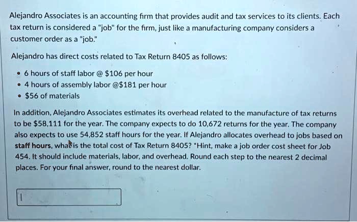 SOLVED: Alejandro Associates is an accounting firm that provides audit ...