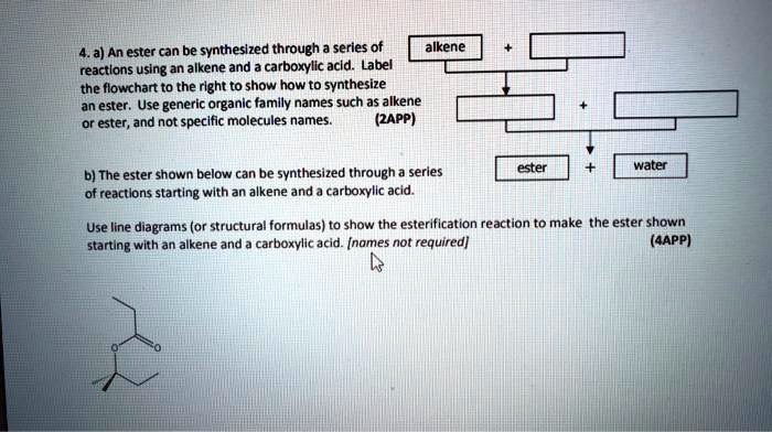 SOLVED: 4.a) An ester can be syntheslzed through series of alkene ...