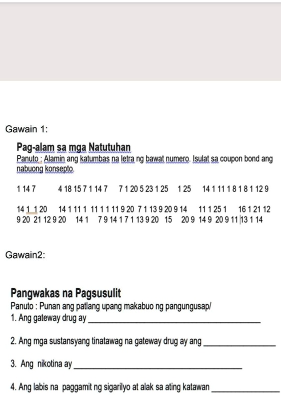 Solved Pa Help Pomaraming Salamatbraibliest Ko Po Makakasagot Gawain 1 Pag Alam Sa Mga 4359