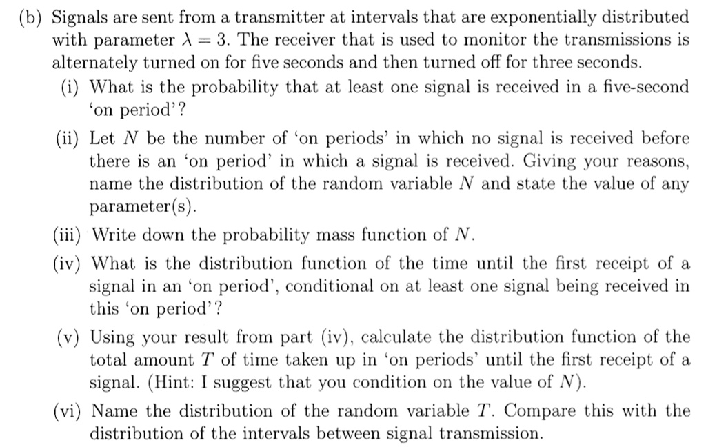 b signals are sent from a transmitter at intervals that are ...