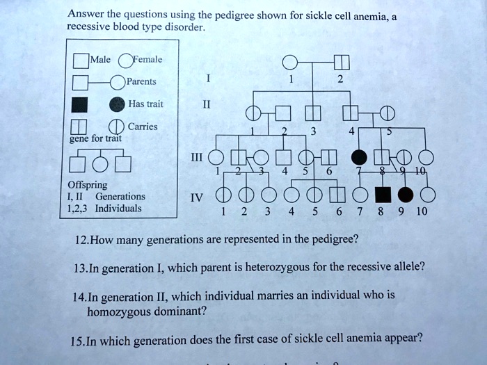 answer the questions using the pedigree shown for sickle cell anemia ...