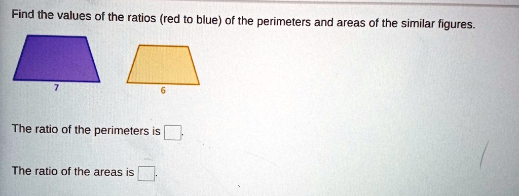 find the perimeter ratio of the similar figures below red to blue