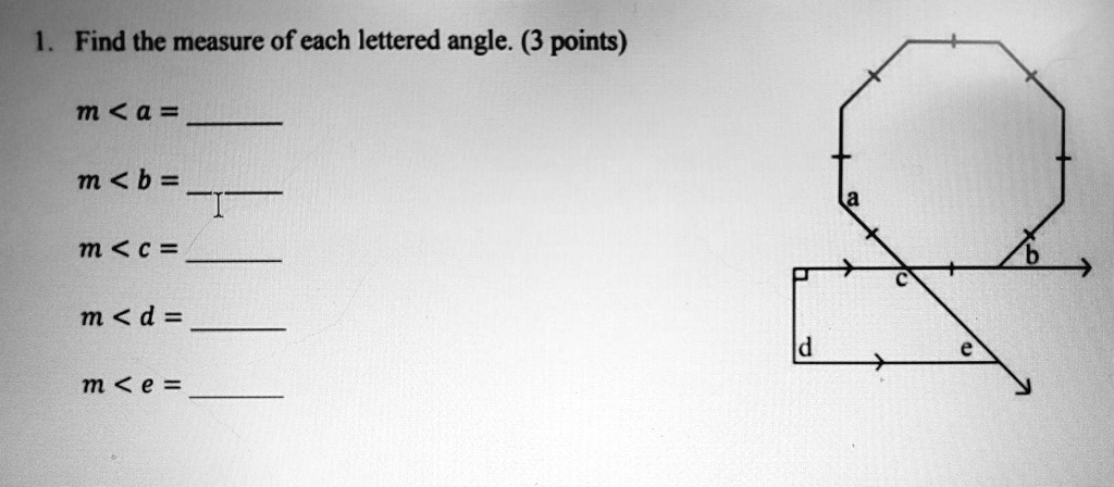 Solved Find The Measure Of Each Lettered Angle In The | Cheggcom