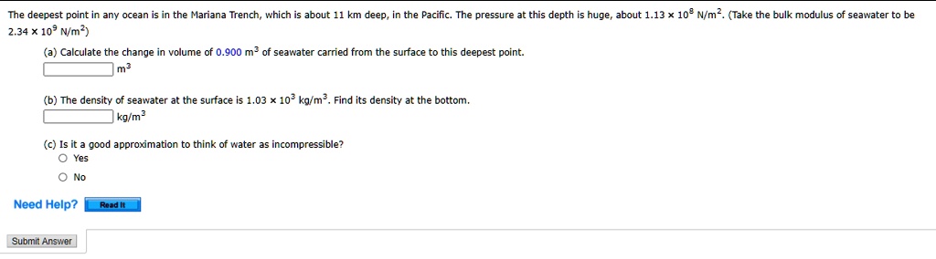 Solved: The Deepest Point [ Any Ocean In The Narana Trench; 