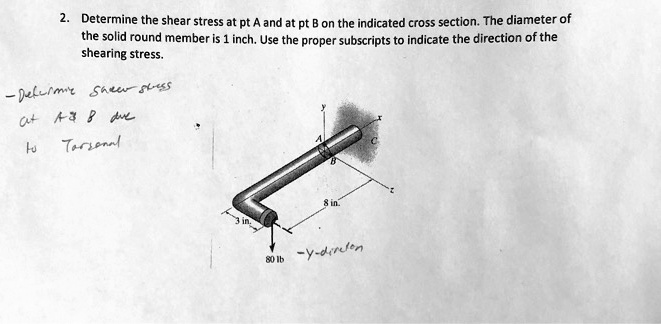 SOLVED: Determine the shear stress at point A and B due to Torsional ...