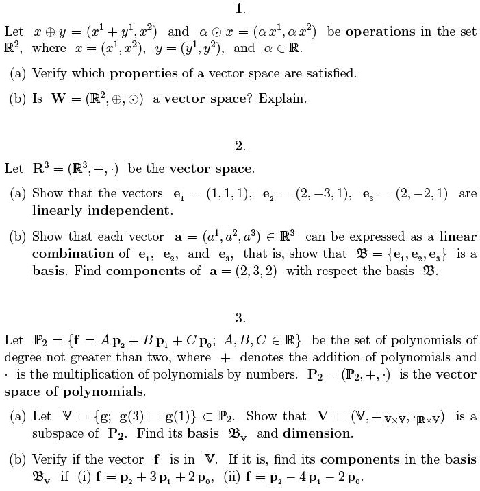 SOLVED:Let 2 $ y = (2l +yl,22) and 0 I (a2l,a 22) be operations in the ...