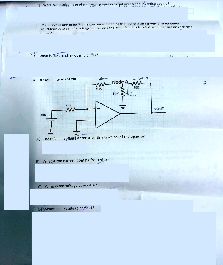 Series Inverting Series 1) What is one advantage of an inverting opamp circuit over...