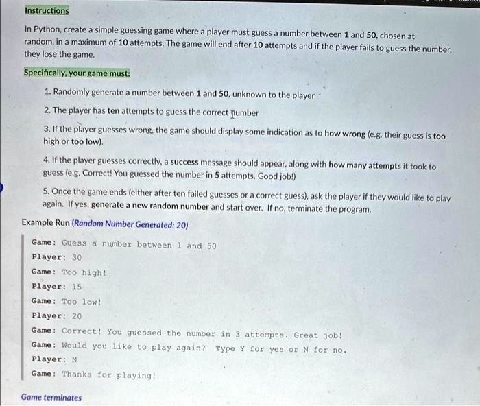 SOLVED: Please help me with this! Instructions: In Python, create a ...