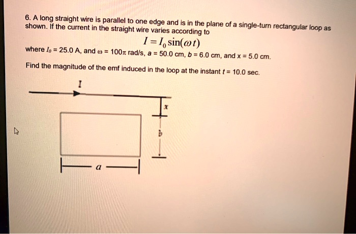 SOLVED: A long straight wire is parallel to one edge and is in the ...