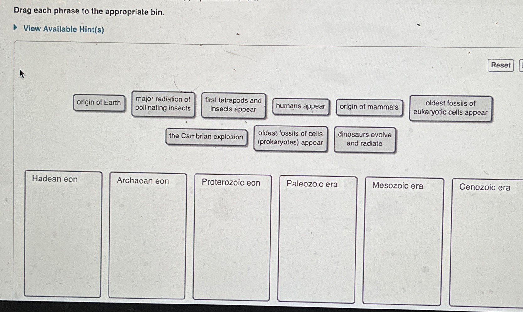 SOLVED: Drag each phrase to the appropriate bin. View Available Hint(s