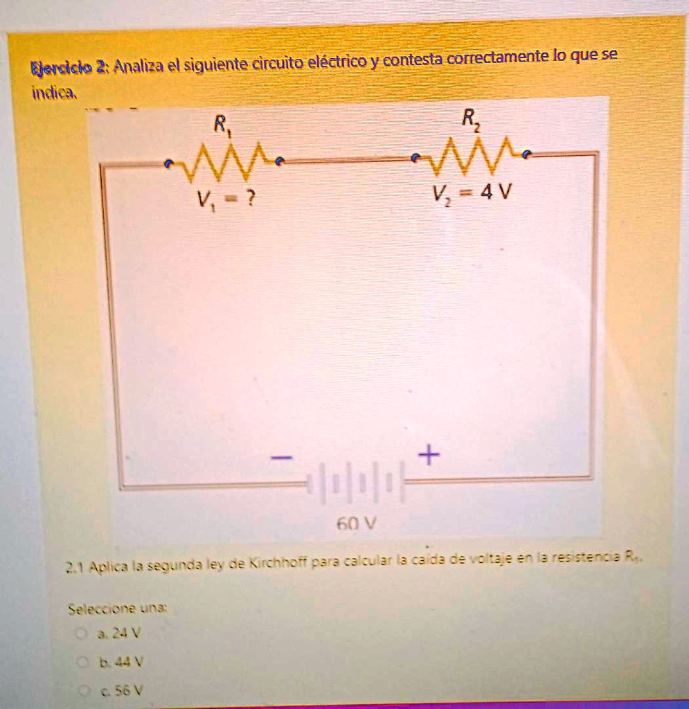 SOLVED: Ejercicio 2: Analiza El Siguiente Circuito Eléctrico Y Contesta ...