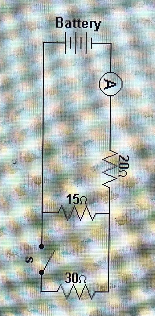 SOLVED A battery, an ammeter, three resistors, and a switch are connected to form the simple