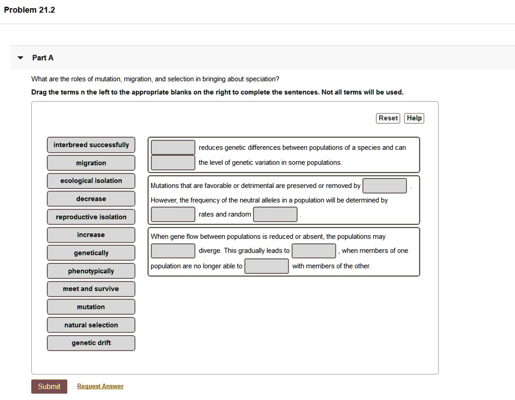 SOLVED: Problem 21.2 Part A What Are The Roles Of Mutation; Migration ...