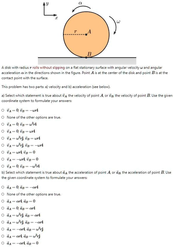 SOLVED: A disk with radius r rolls without slipping on a flat ...