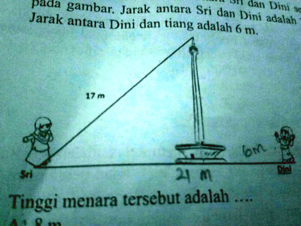 SOLVED Sebuah Menara Berada Di Antara Sri Dan Dini Seperti Pada Gambar