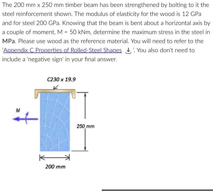 SOLVED The 200 mm x 250 mm timber beam has been strengthened by