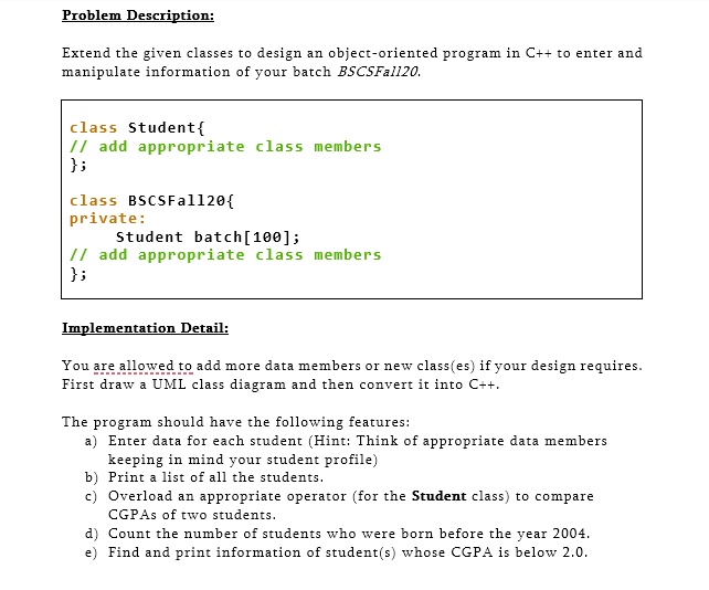 Text: UML class diagram Appropriate usage of object-oriented concepts ...