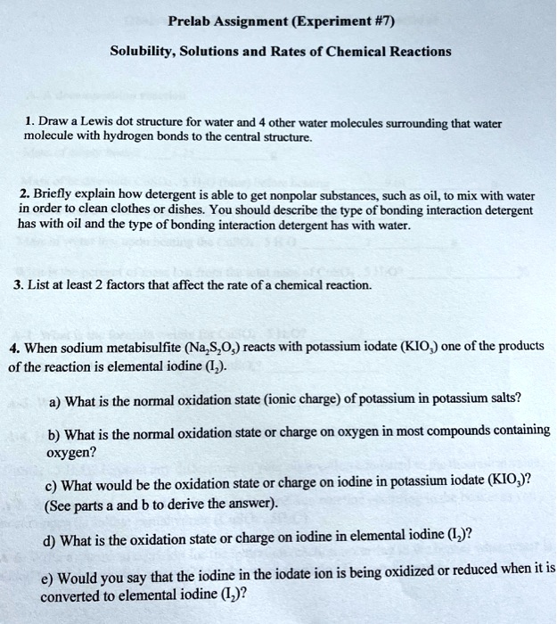 Prelab Assignment Experiment 7 Solubility Solutions And Rates Of ...