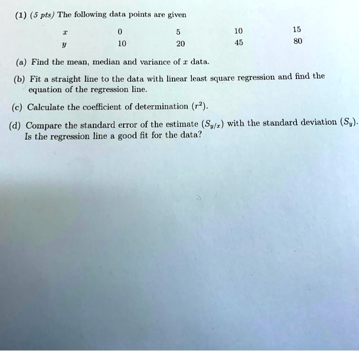 1 5 pts the following data points are given 20 a find the...