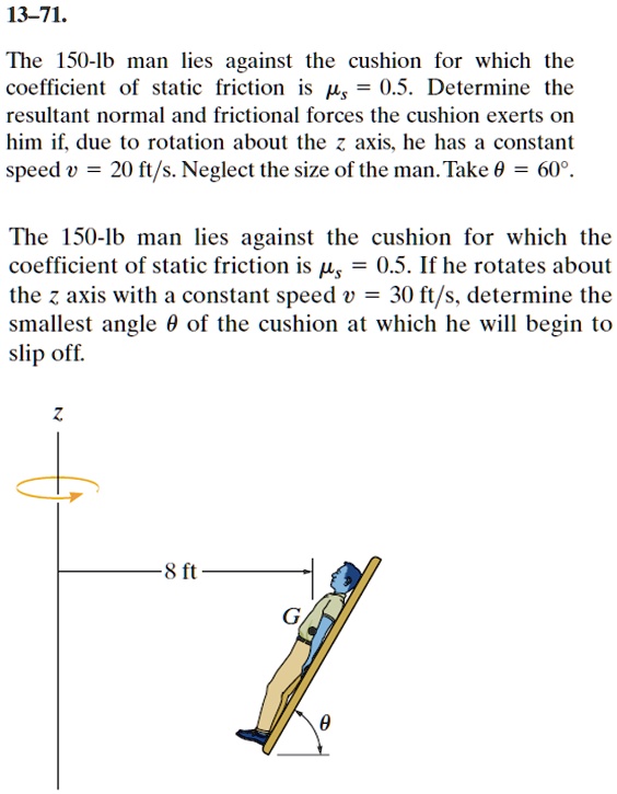 SOLVED The 150lb man lies against the cushion for which the