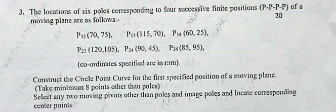 3 the locations of six poles corresponding to four successive finite positions p p p p of a moving plane are as follows p12 70 75 p13 115 70 p14 60 25 p23 120105 p24 90 45 p34 85 95 co 56202