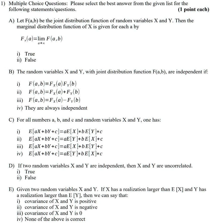 SOLVED Multiple Choice Questions Please select the best answer from the given list for the
