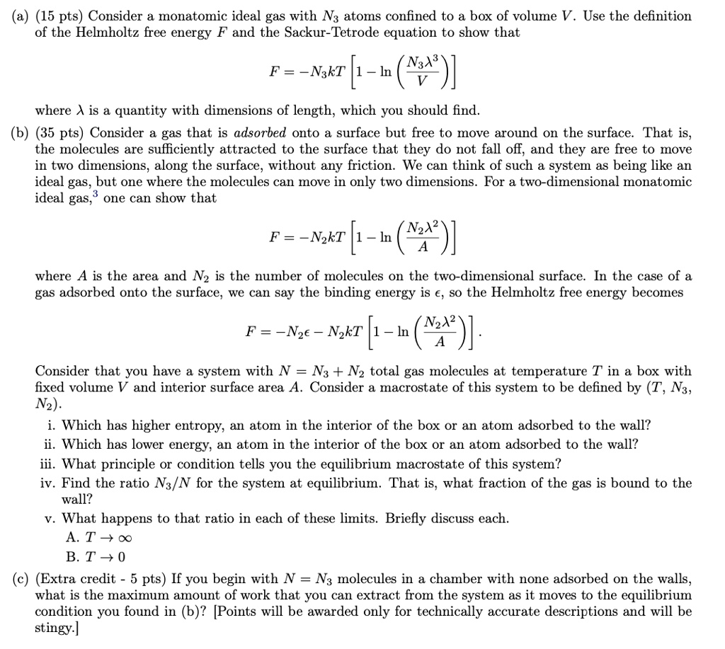 VIDEO solution: (15 pts) Consider a monatomic ideal gas with N3 atoms ...