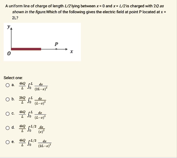 a uniform line of charge of length l2 lying between x 0 and x l2 is ...