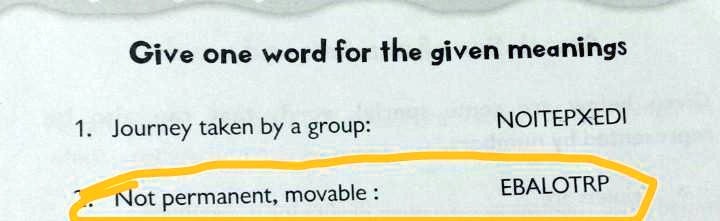 word of not permanent movable 65391