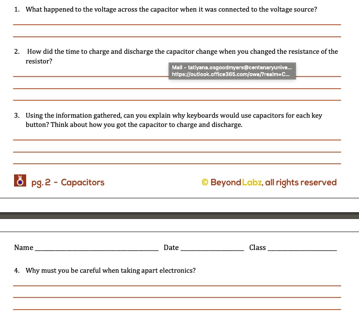 SOLVED What happened to the voltage across the capacitor when it was