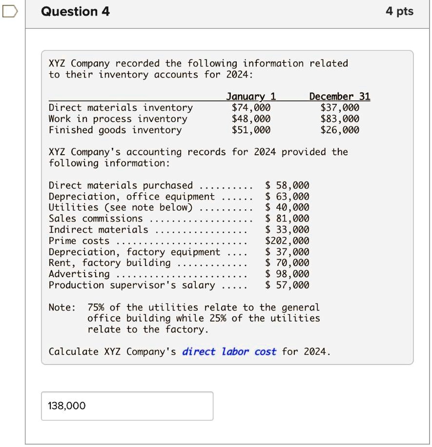 SOLVED: XYZ Company Recorded The Following Information Related To Their ...