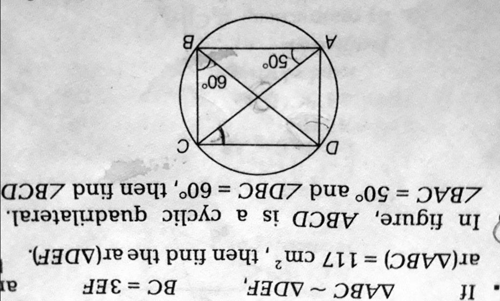 Solved Abcd Is A Cyclic Quadrilateral If Angle Bac 50Â° And Angle Dbc 60Â° Then Find 1016