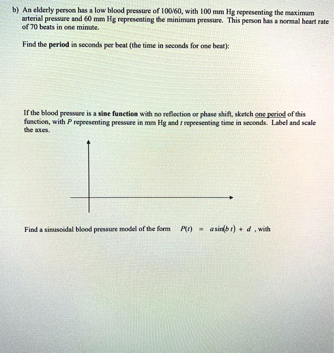 an elderly person has low blood pressure of 10060 with 100 mm hg ...