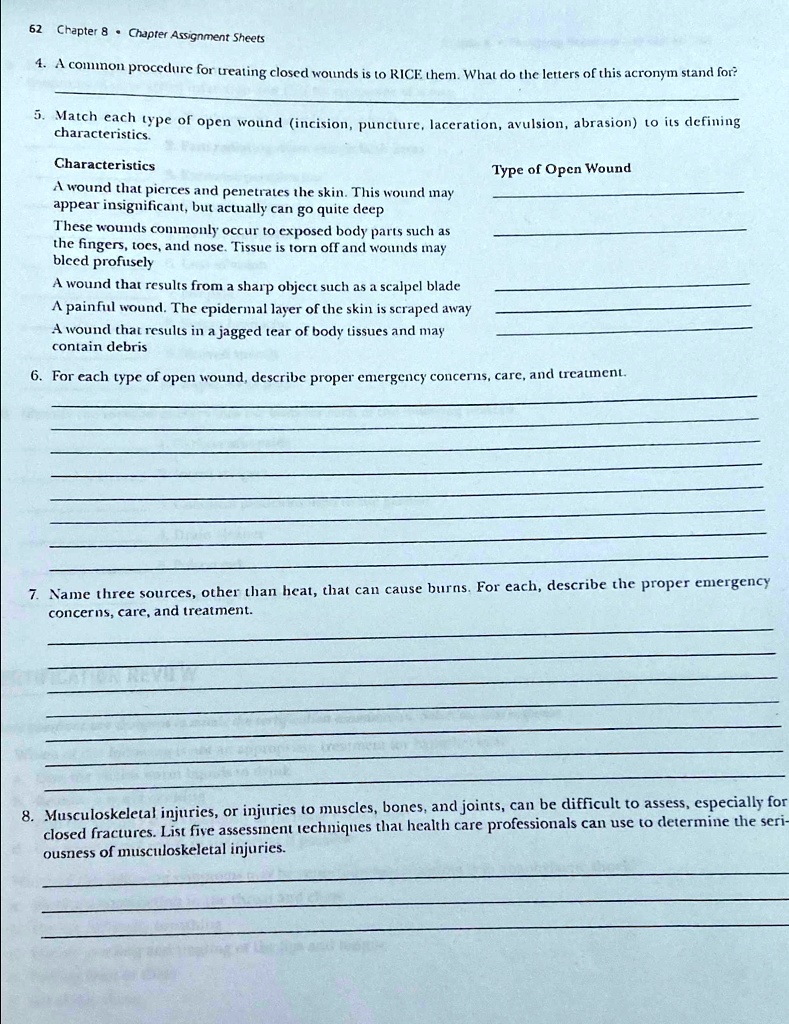 SOLVED 62 Chapter 8 Chapter Assignment Sheets 4. A common procedure for treating closed