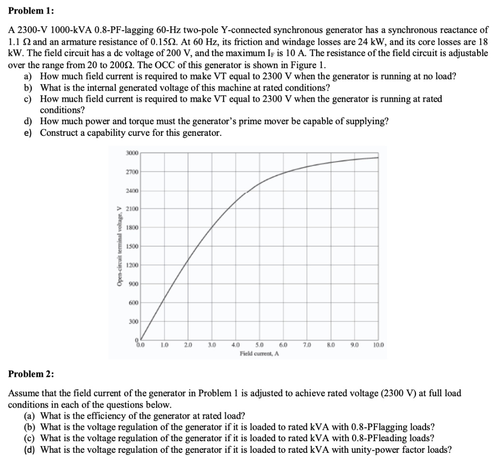 solve for problem 2 please problem 1 a 2300 v 1000 kva 08 pf lagging 60 ...