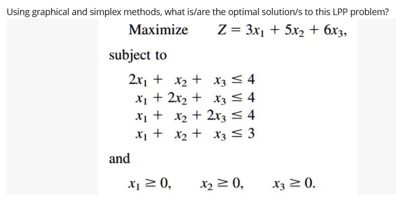 SOLVED: Using graphical and simplex methods, what is/are the optimal ...