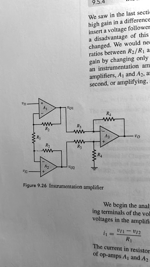SOLVED Assume the instrumentation amplifier in Figure 9.26 has ideal