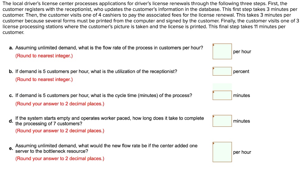 The local driver's license center processes applications for driver's
