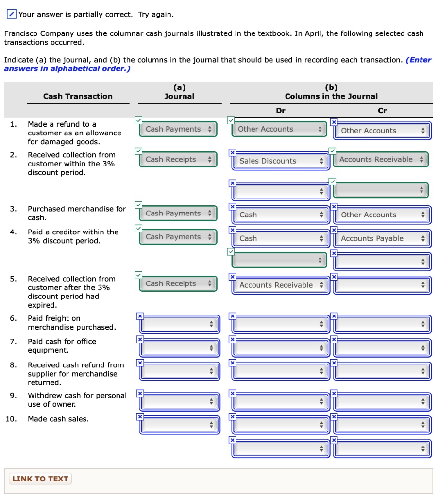 SOLVED Francisco Company uses the columnar cash journals illustrated