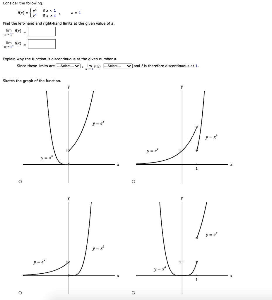 Solved Consider The Followlng If X 1 F X Ifx 2 1 A Find The Left Hand And Right Hand Limits At The Glven Value Of Lim K X Im X Explain