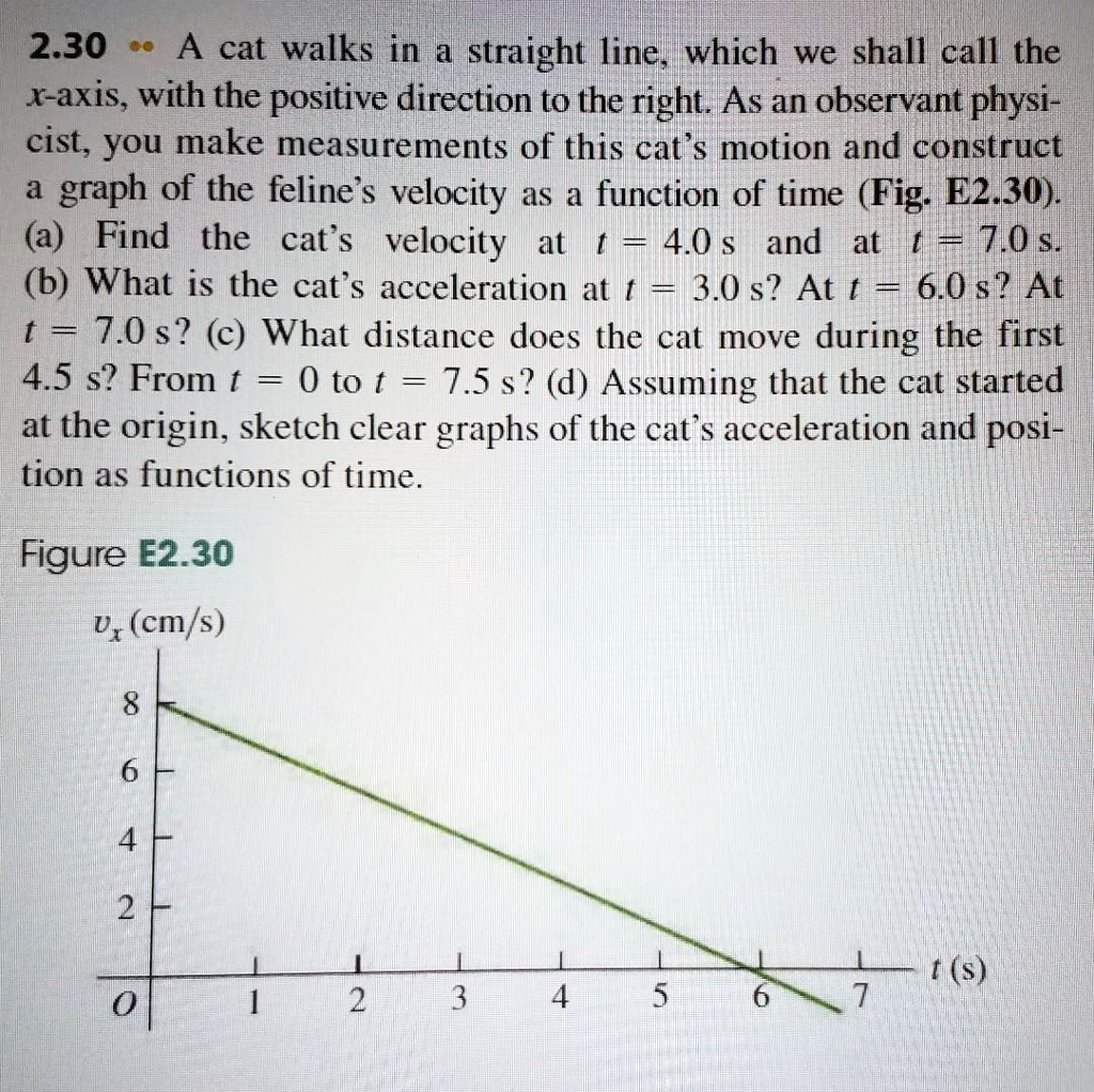 SOLVED 2.30 E0 A cat walks in a straight line which we shall call the